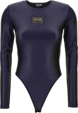 Versace Jeans Couture Glanzende Lycra Top - Dames - Bodies - Zwart - S - Tops