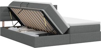 vidaXL Cama Con Almacenamiento 2 Uds. Gris Oscuro Cuero Sint&eacute;tico Vidaxl