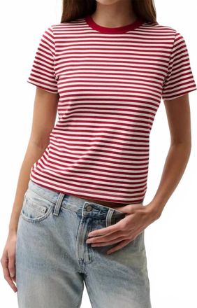 Pistola Denim Alba Shrunken Tee In Racer Red Stripe