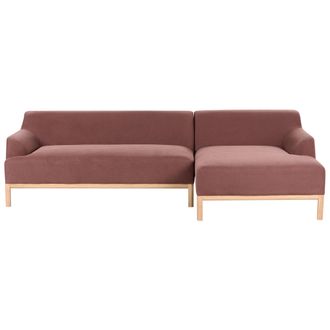 Beliani Beliani - Sof&aacute; Esquinero Elegante Tela Poli&eacute;ster Patas De Madera Sala De Estar Borgo&ntilde;a Izquierdo Sosjo