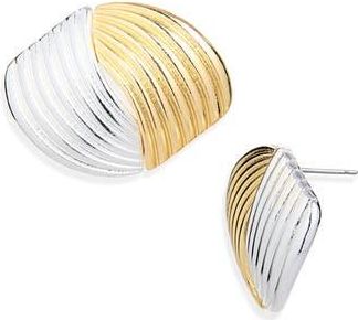 Cara Two-Tone Button Earrings in Gold/Silver at Nordstrom Rack