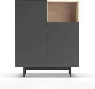 HERDASA Mueble Aparador En Melamina, Colecci&oacute;n Printed (602-1), Con 2 Puertas, En Roble Y Grafito