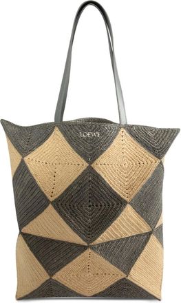 Loewe XL Puzzle Fold geometrische geweven shopper - Beige