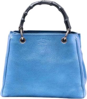 Gucci Pre-owned Handbags, female, Blue, Size: ONE SIZE Pre-owned Bamboo Shopper