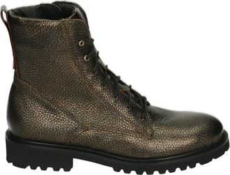 Durea Sportieve Bronzen Leren Sneakers - Dames - Veterlaarzen - Grijs - 39 EU - Leer - Schoenen