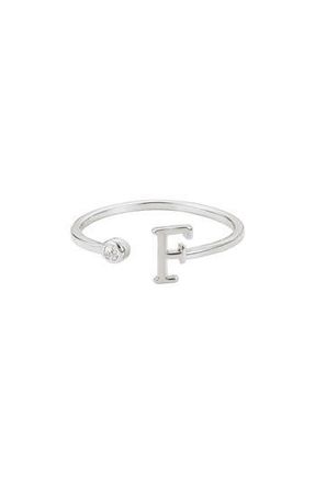 Adornia Cubic Zirconia Initial Adjustable Band Ring in Silver-F at Nordstrom Rack
