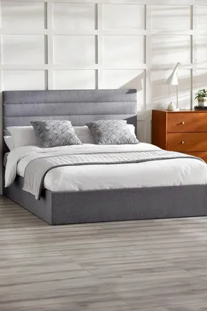 Julian Bowen Merida Upholstered Ottoman Storage Bed in Grey | Size: Double