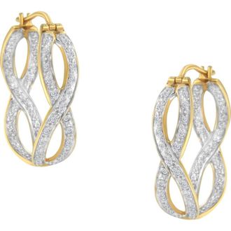 House of Brilliance 10K Yellow and White Gold 1/4 Ct Diamond Double Infinity Hoop Earrings at Nordstrom