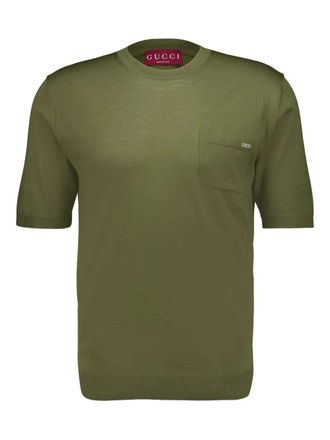 Gucci intarsia wool T-shirt - men - Wool - M - Green