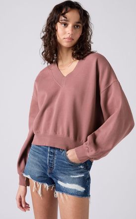 Levi's Felpa vintage con scollo a V - Donna - XS - Rosa / Crushed Berry Garment Dye