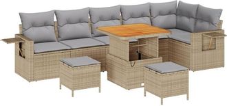 vidaXL Vidaxl - Garden Sofa Set Height-Adjustable 9 pcs Beige Poly Rattan