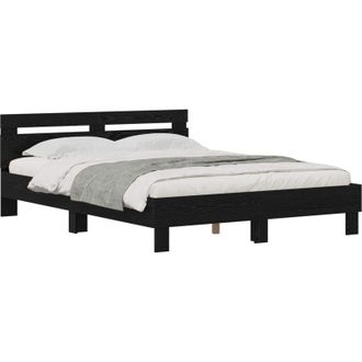 vidaXL Estructura De Cama Con Cabecera Roble Negro 120 X 200 Cm Vidaxl