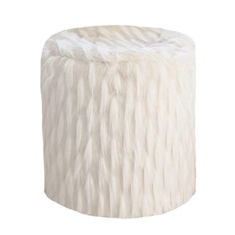 MX HOME Puf de pelo sint&eacute;tico blanco