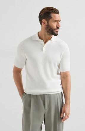 Brunello Cucinelli Rib knit polo in Panama at Nordstrom, Size 52 It