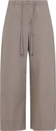 Max Mara Dolomite Brown Cotton Aureo Coulisse Pants-Donna