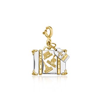 Ross-Simons Sterling Silver and 18kt Gold Over Sterling World Travel Luggage Charm