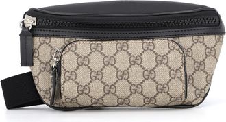 Gucci Beige Black Gg Supreme Leather Sling Bag (Pre-Owned)