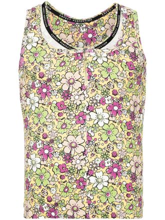 Martine Rose layered floral-print tank top - Yellow