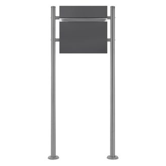 ECD Germany Buz&oacute;n de suelo con compartimento para peri&oacute;dicos, acero plateado 120cm