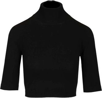 Max Mara Stretch Viscose Cropped Turtleneck - female - Max Mara - Turtlenecks - Black - S - Knitwear