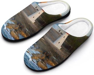Generic Bahamas Lighthouse Caribbean Slippers Men Winter Warm Cotton Anti-Slip Indoor Slip-Ons House Shoes