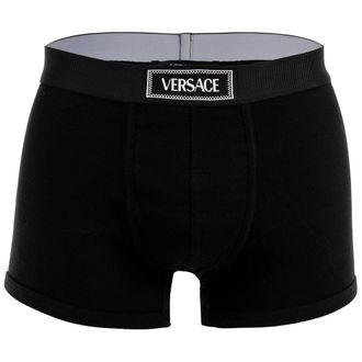 Versace Korte Trunk Tex Ribbekatoenen Boxershorts