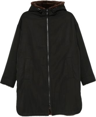 Gotha Cappotto con zip e cappuccio - Marrone