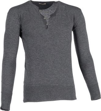 Thom Browne Bottega Veneta Half-Buttoned Sweater in Grey Wool