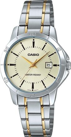 Casio Womens Two-Tone Gold Silver Dial Analog Watch - LTP-V004SG-9AUDF