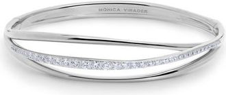 Monica Vinader Nura Lab-Created Diamond Pavé Wrap Bangle Bracelet in Sterling Silver /Lab Dia at Nordstrom, Size Medium