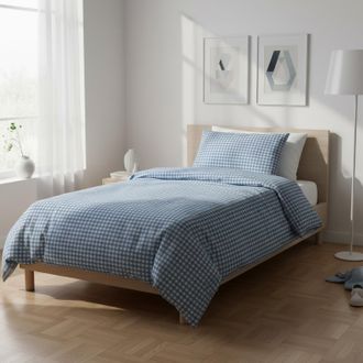 KASANOVA Parure copripiumino singolo quadretti blu Young