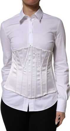 Dolce & Gabbana Womens White Polyamide Waist Cincher Bustier Corset Top