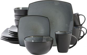 Gibson Home Soho Lounge Square Stoneware Dinnerware Set in Grey/black at Nordstrom