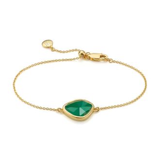 Monica Vinader Gold Siren Nugget Bracelet Green Onyx