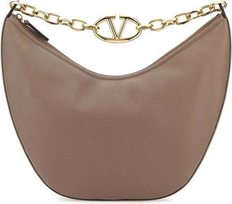 Valentino Garavani VLogo Moon Medium Grainy Calfskin Hobo Bag - Dames - Handtassen - Roze - ONE Size - Leer - Tassen
