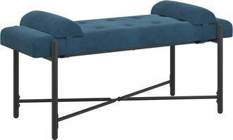 vidaXL Banco Con Botones Y Cojines Azul 110 X 40 X 46 Cm Terciopelo Vidaxl