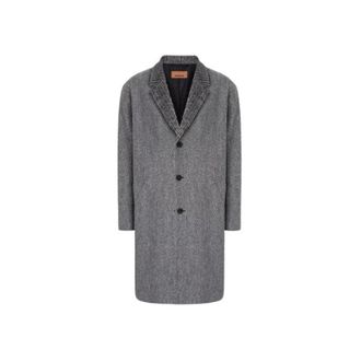 Missoni Single-Breasted Coats, male, Gray, S, Chevron Wool Coat
