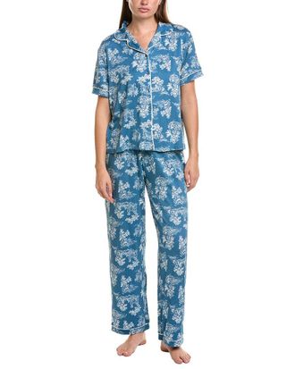 Flora Nikrooz Flora By Flora Nikrooz 2Pc Printed Knit Notch Collar Pajama Set