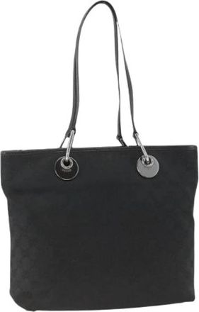 Gucci Pre-owned Vintage GG Canvas Tote Bag - Dames - Vintage Shopper - Zwart - ONE Size - Leer - Vintage