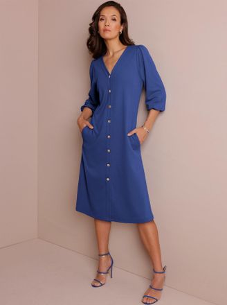 Cr&eacute;ation L Sommerkleid CREATION L PREMIUM Seiden-Viskose-Mix-Kleid, Damen, Gr. 36, Normalgr&ouml;ssen, royalblau, 45% Viskose, 31% Polyamid, 19% Seide, 5% Elasthan, u