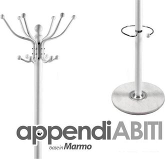 Trade Shop Trade Shop - Attaccapanni Appendiabiti Piantana In Metallo 12 Ganci Con Portaombrelli Bianco