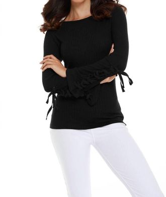 French Kyss Leah Tie Long Sleeve Top In Black