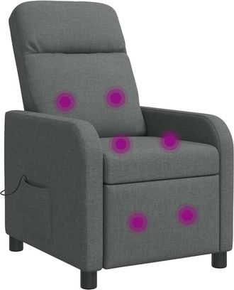 vidaXL Silla De Masajes Reclinable Gris Oscuro Tela Vidaxl