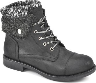 White Mountain Duena Faux Shearling Lined Lace-Up Boot in Black/Fabric/Fleece at Nordstrom Rack, Size 6.5