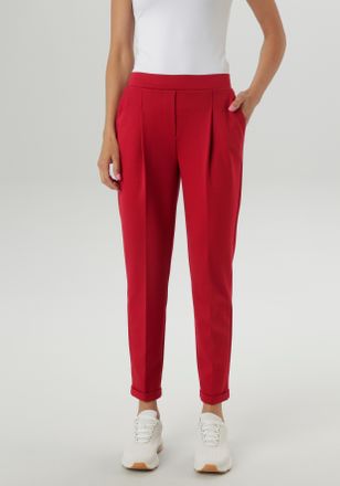 Aniston Schlupfhose ANISTON SELECTED, Damen, Gr. 36, N-Gr, rot (bordeaux), Jersey, Obermaterial: 65% Polyester, 32% Viskose, 3% Elasthan, unifarben, figurumsp