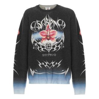 Casablanca Ronde hals knitwear - Heren - Ronde hals truien - Zwart - L - Wol - Truien & Vesten