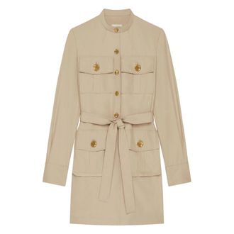 Givenchy Shirt Dresses, female, Beige, Size: XS Cotton Military Dress with Mandarin Collar