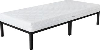 ML Design Ml-design - Cama De Estructura Metalica Negra 90x200 Cm Sobre Marco De Acero Inoxidable Con Colch&oacute;n De Espuma Fr&iacute;a 16cm De Altura Con Certificaci&oacute;n Oe