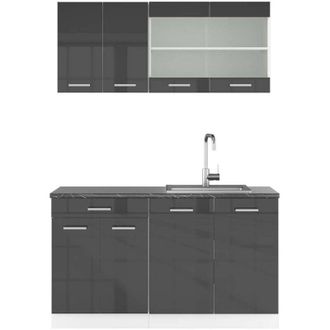 Vicco Cocina Vers&aacute;til R-line, Antracita Brillo Intenso/blanco, 140 Cm, Et Antracita