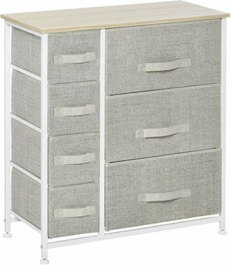 HOMCOM Homcom - C&oacute;moda Con 7 Cajones De Tela Cajonera Armario De Almacenaje Multifuncional Para Dormitorio Sal&oacute;n Pasillo 63,5x30x71 Cm